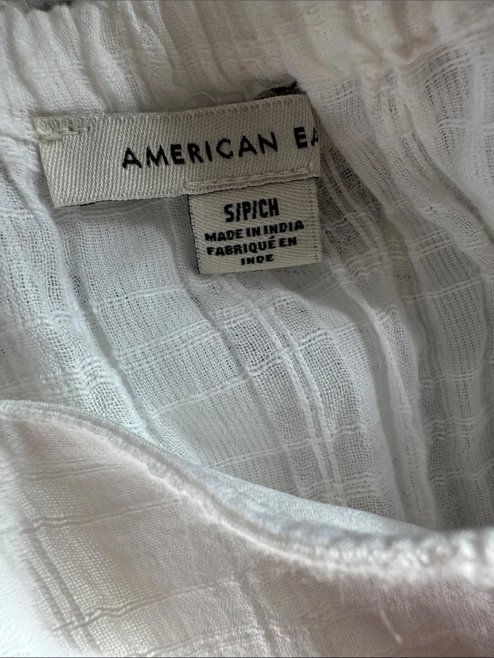 American Eagle Square Neck White Maxi Dress with Puff Sleeves